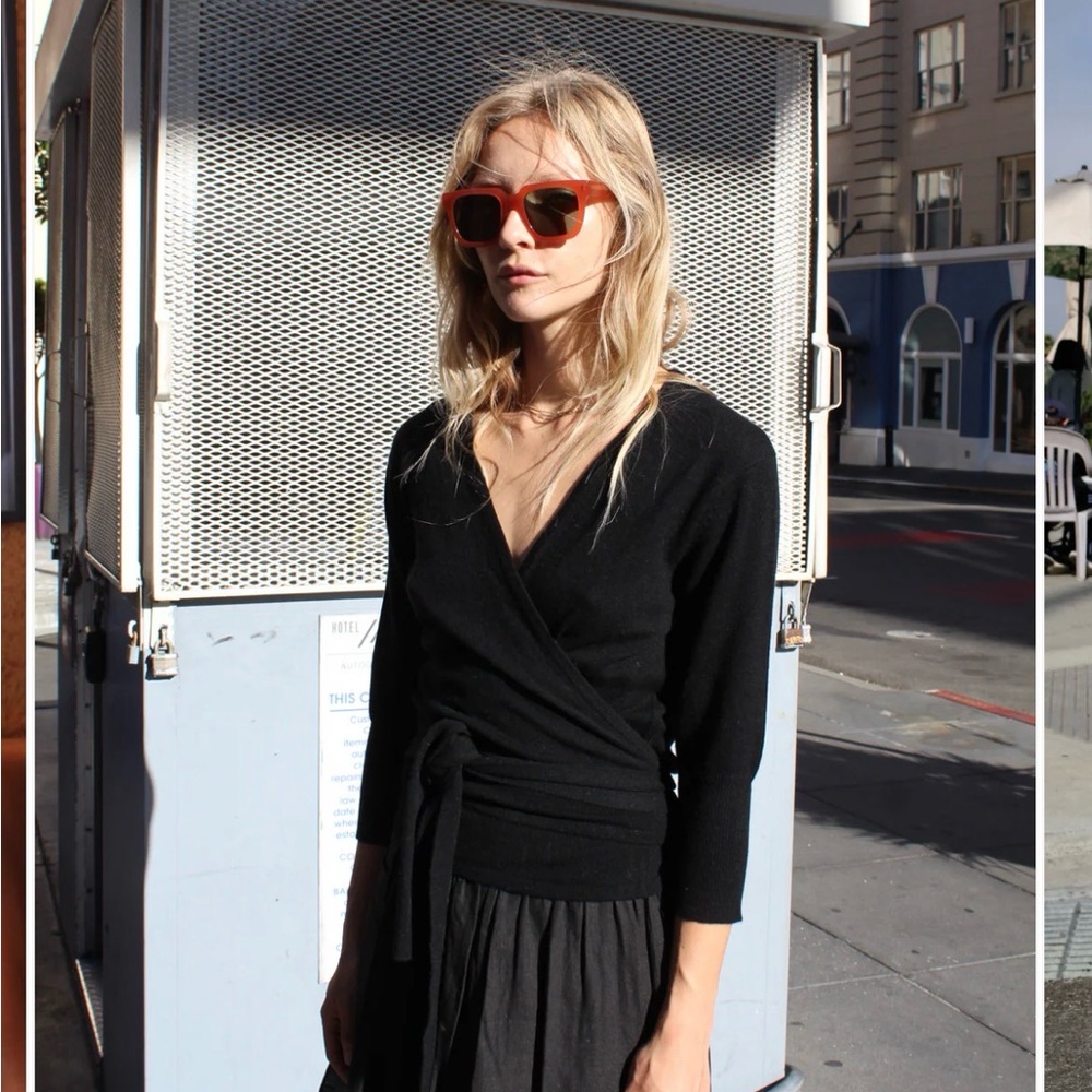 Beklina Ballet Black Cashmere Wrap Sweater